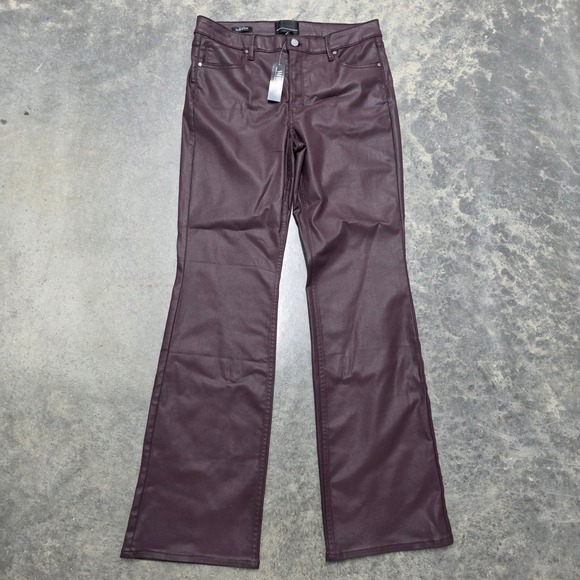 White House Black Market Pants - NEW White House Black Market High-Rise Slim Boot Coated Burgundy Pants Size 12
